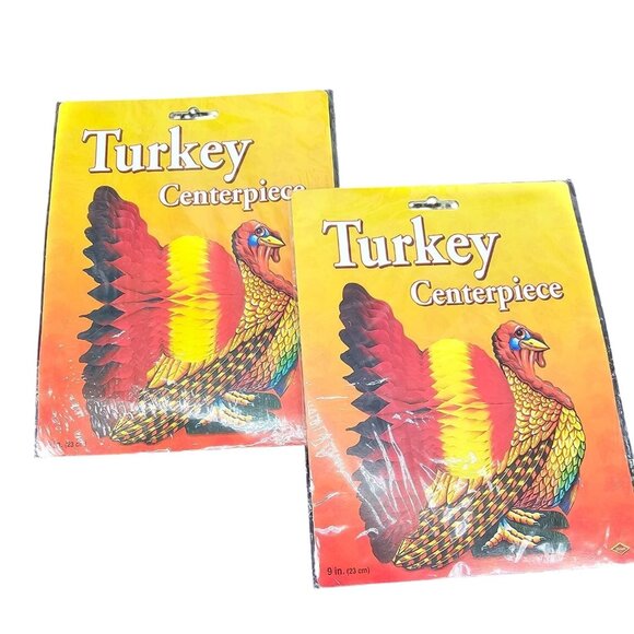 Beistle Tissue Paper 2 Turkey Centerpiece Thanksgiving Party Autumn Fall Harvest - Picture 1 of 10